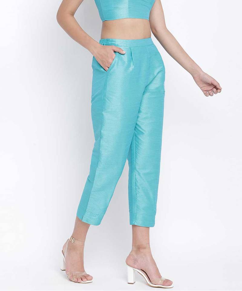 Bablling turq Dupion silk women pant