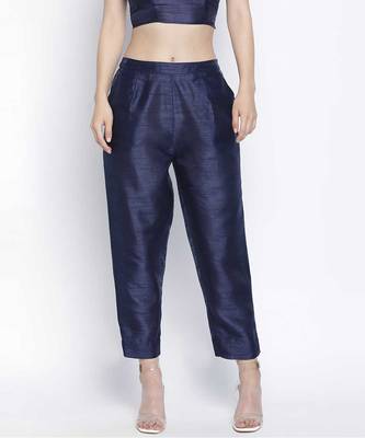 Romanlic Navy blue Dupion silk women pant 1