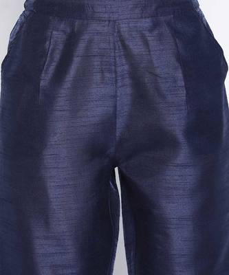 Romanlic Navy blue Dupion silk women pant 5