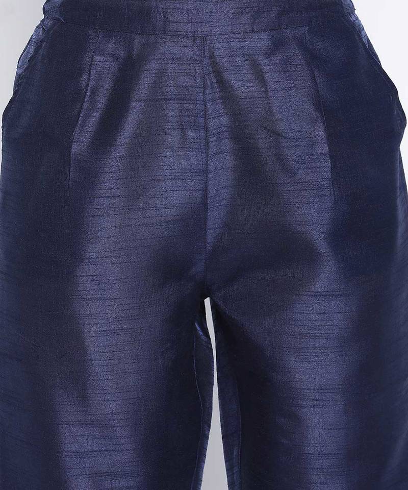 Romanlic Navy blue Dupion silk women pant