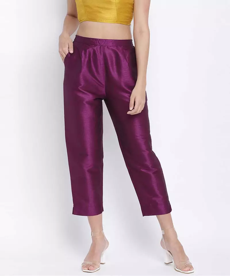 Purplesic Solid Dupion Slik Women Pant
