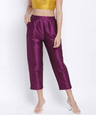 Purplesic Solid Dupion Slik Women Pant 1