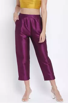 Purplesic Solid Dupion Slik Women Pant