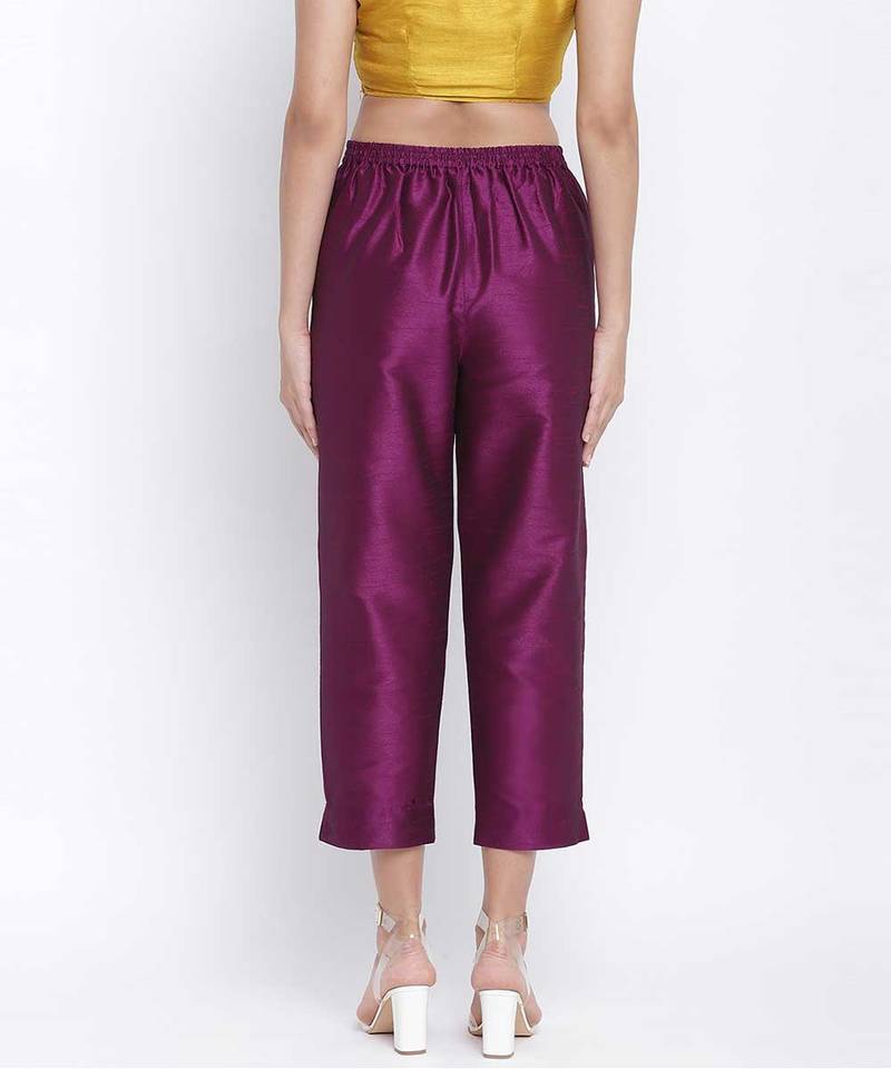 Purplesic Solid Dupion Slik Women Pant