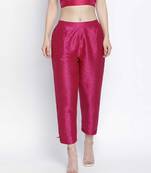 Ivolic Solid pink Dupion silk women pant