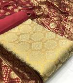  Baige Banarasi silk Unstitched dress material