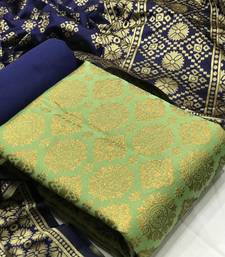  Green Banarasi silk Unstitched dress material