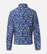Diva blue floral printed reversible quilted girl jacket