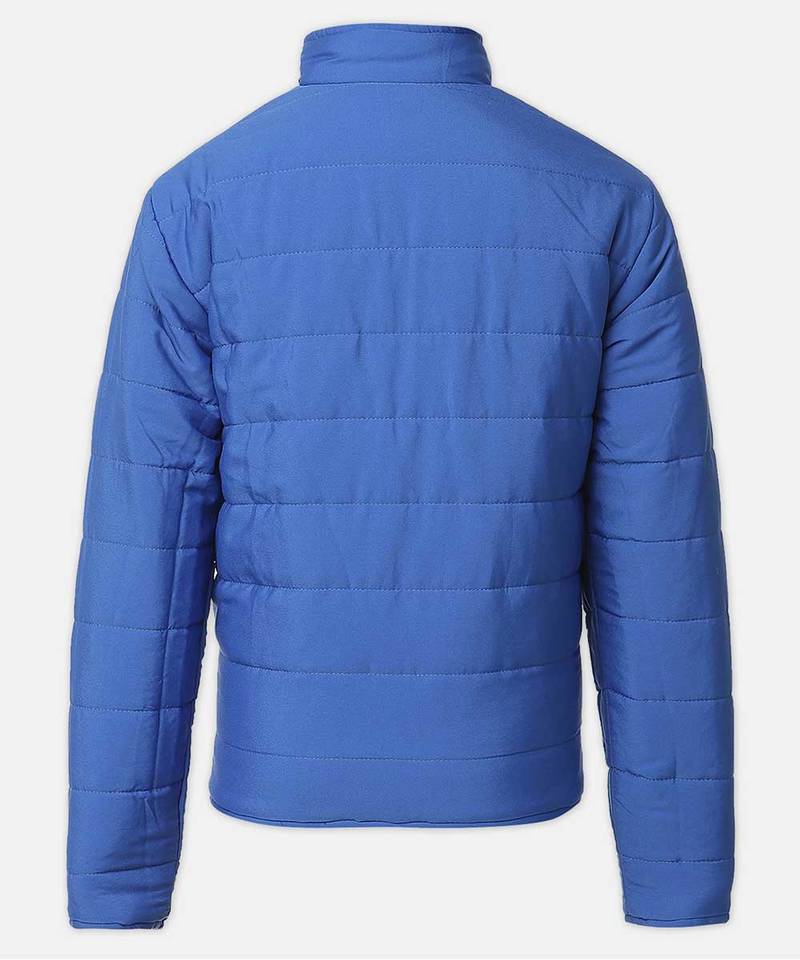 Diva blue floral printed reversible quilted girl jacket