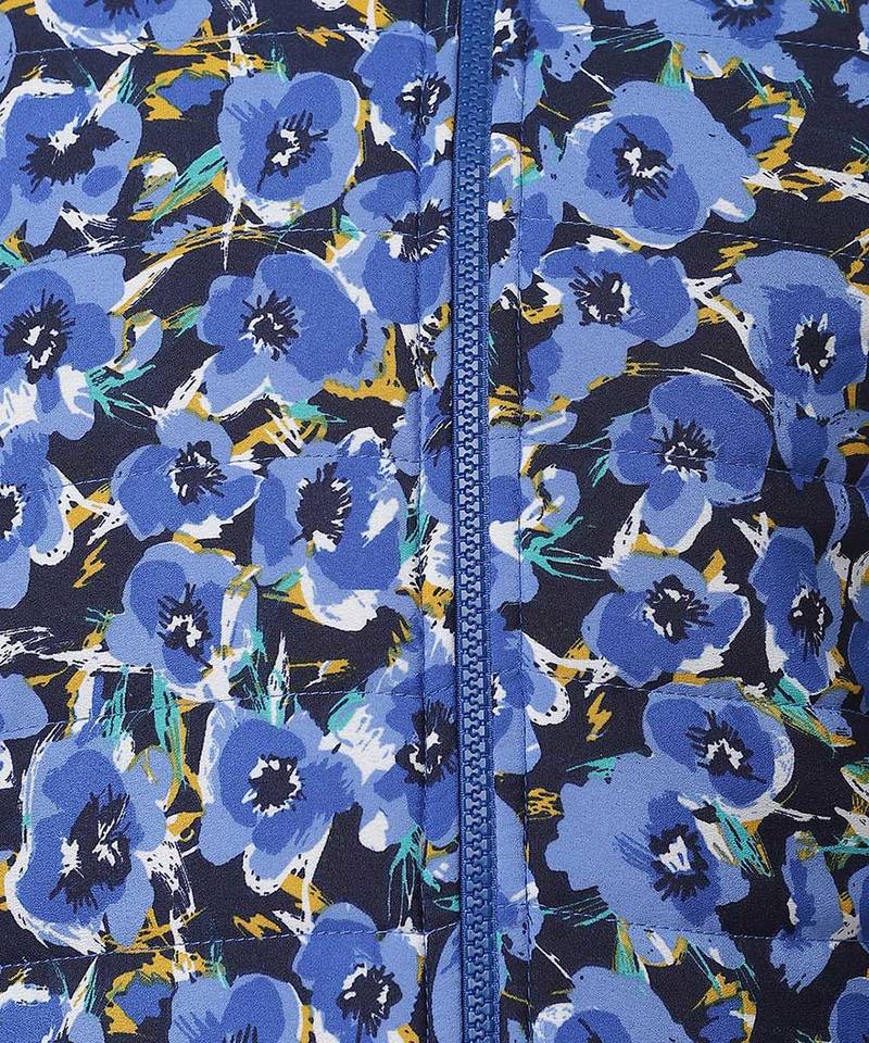 Diva blue floral printed reversible quilted girl jacket