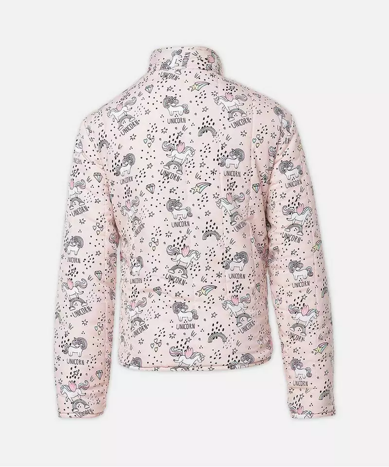 Baby pink soft reversible quilted girl jacket