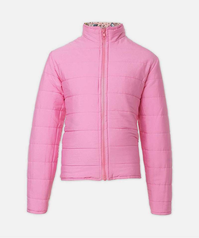 Baby pink soft reversible quilted girl jacket