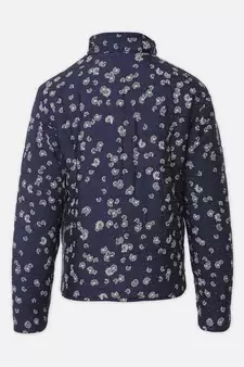 Diva blue floral printed reversible quilted girl jacket