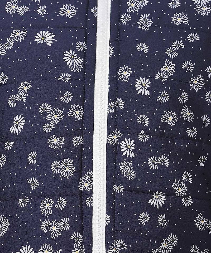 Diva blue floral printed reversible quilted girl jacket