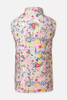 Cuddly pretty floral print reversible quilted girl jacket