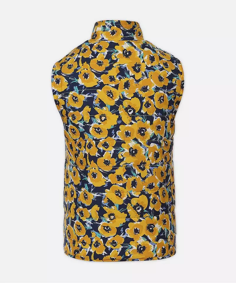 Happy sunflower printed reversible quilted girl jacket