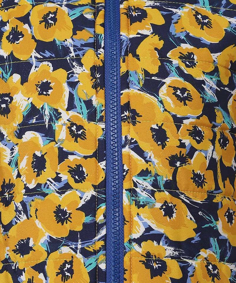 Happy sunflower printed reversible quilted girl jacket