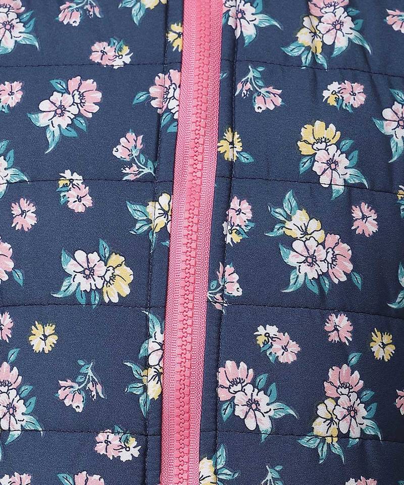 Lovesome adroable floral print reversible quilted girl jacket