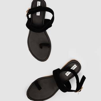Purely Lush Black Strappy Flats  for Women 4