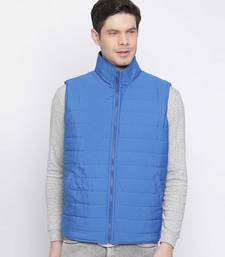 Stylized bright blue Reversible Quilted men Jacket