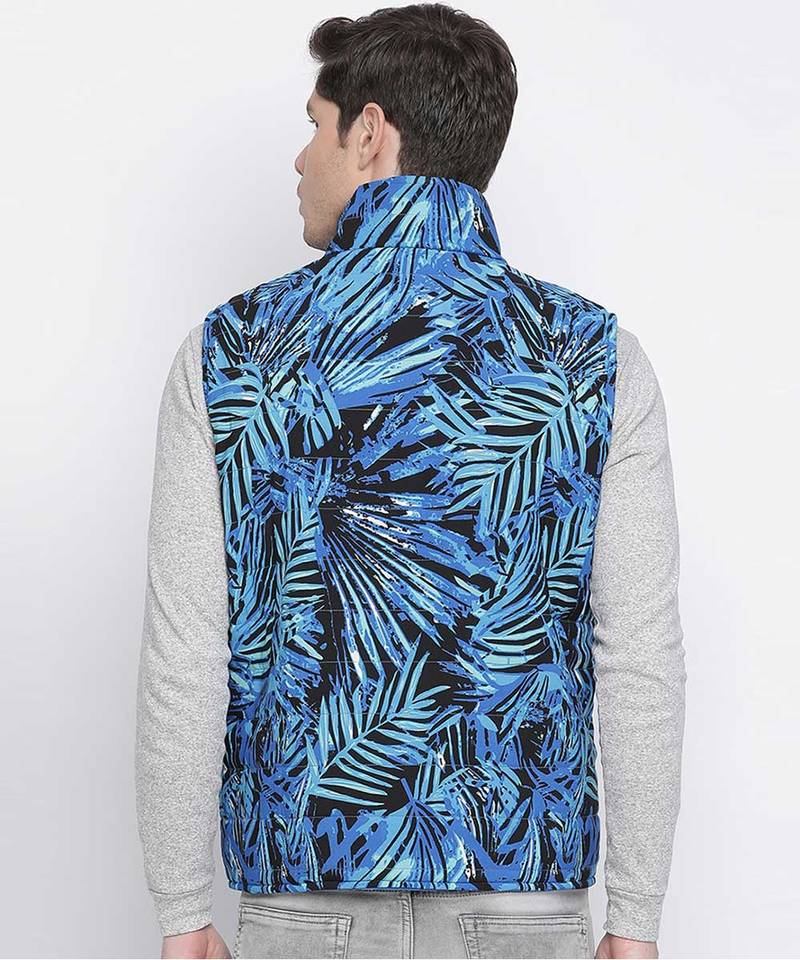 Stylized bright blue Reversible Quilted men Jacket