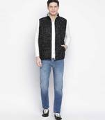 Vibrant black printed mezz  Reversible Quilted men Jacket