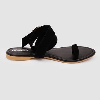 Purely Lush Black Strappy Flats  for Women 5