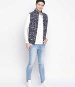 Funky blue printed Reversible Quilted men Jacket