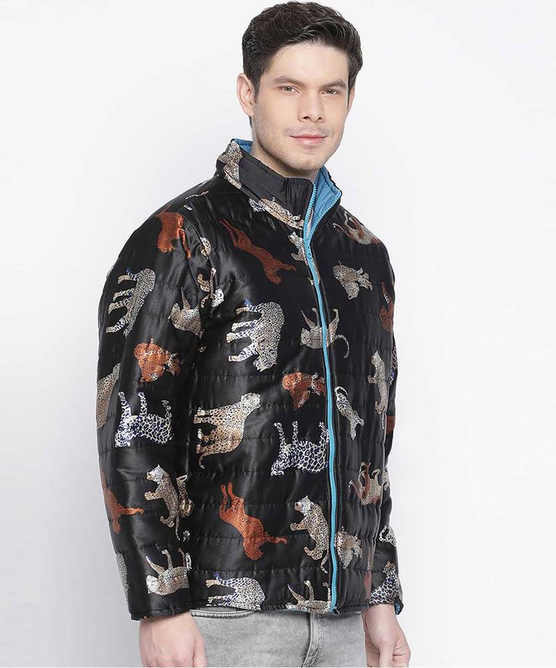 Modish hanute animal print Reversible Quilted men Jacket