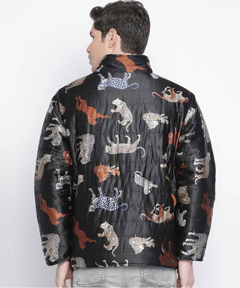 Modish hanute animal print Reversible Quilted men Jacket