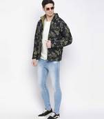 sallin black tropical printed reversible Quilted mens jacket