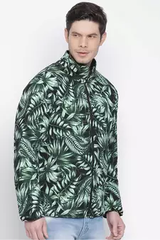 Setllar tropical print green color Reversible Quilted men Jacket