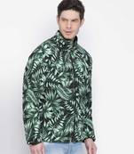 Setllar tropical print green color Reversible Quilted men Jacket