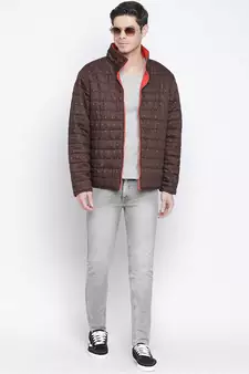 Sandy brown printed  Reversible Quilted men Jacket