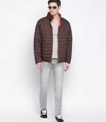 Sandy brown printed  Reversible Quilted men Jacket