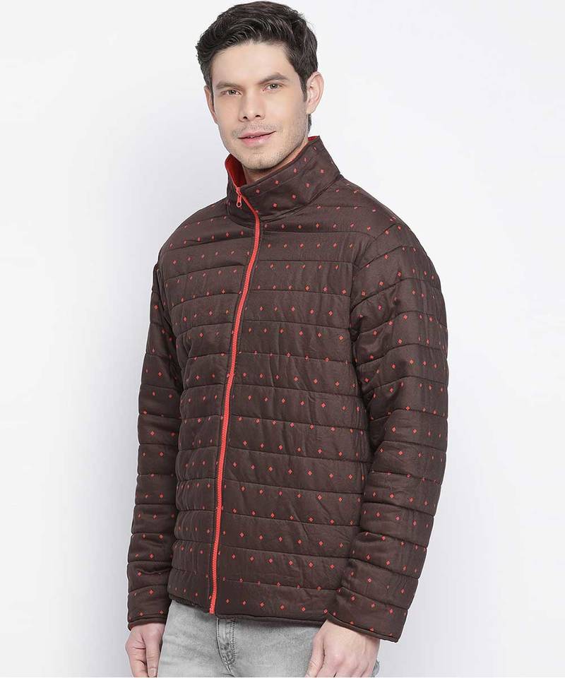 Sandy brown printed  Reversible Quilted men Jacket