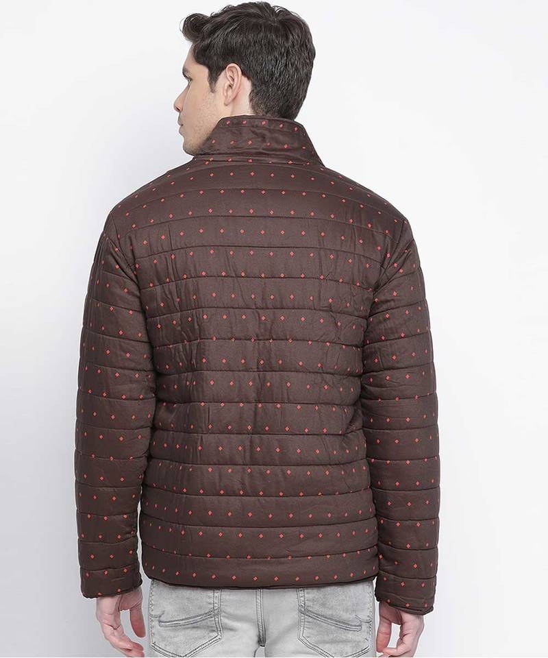 Sandy brown printed  Reversible Quilted men Jacket
