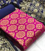  Pink Banarasi silk Unstitched dress material