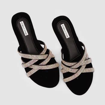 Purely Lush Black Stones Comfy Classic Flats  for Women 2
