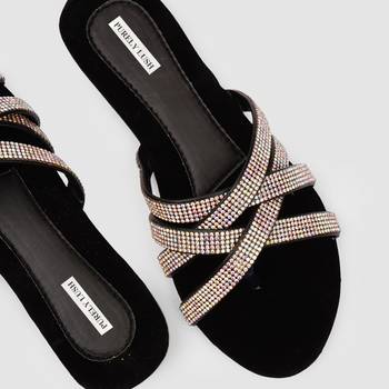 Purely Lush Black Stones Comfy Classic Flats  for Women 3