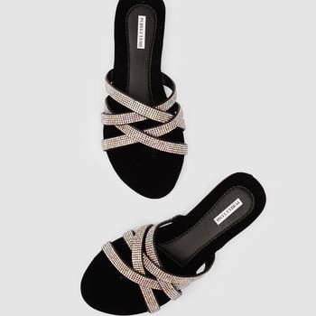 Purely Lush Black Stones Comfy Classic Flats  for Women 4