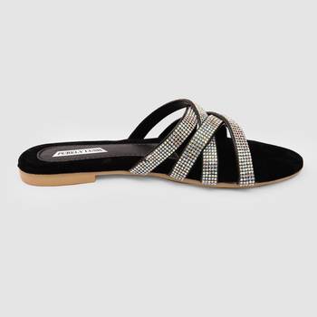 Purely Lush Black Stones Comfy Classic Flats  for Women 5