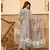 Pheeta Light Grey Floral Hand Block Printed Set with Flared Pants and Dupatta