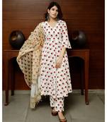 Pheeta White Booti Floral Suit Set