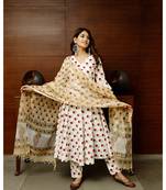 Pheeta White Booti Floral Suit Set