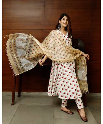 Pheeta White Booti Floral Suit Set 6