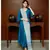 Pheeta Sapphire Blue Solid Suit Set with Block Print Dupatta