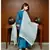 Pheeta Sapphire Blue Solid Suit Set with Block Print Dupatta