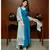 Pheeta Sapphire Blue Solid Suit Set with Block Print Dupatta