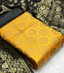  Yellow Banarasi silk Unstitched dress material